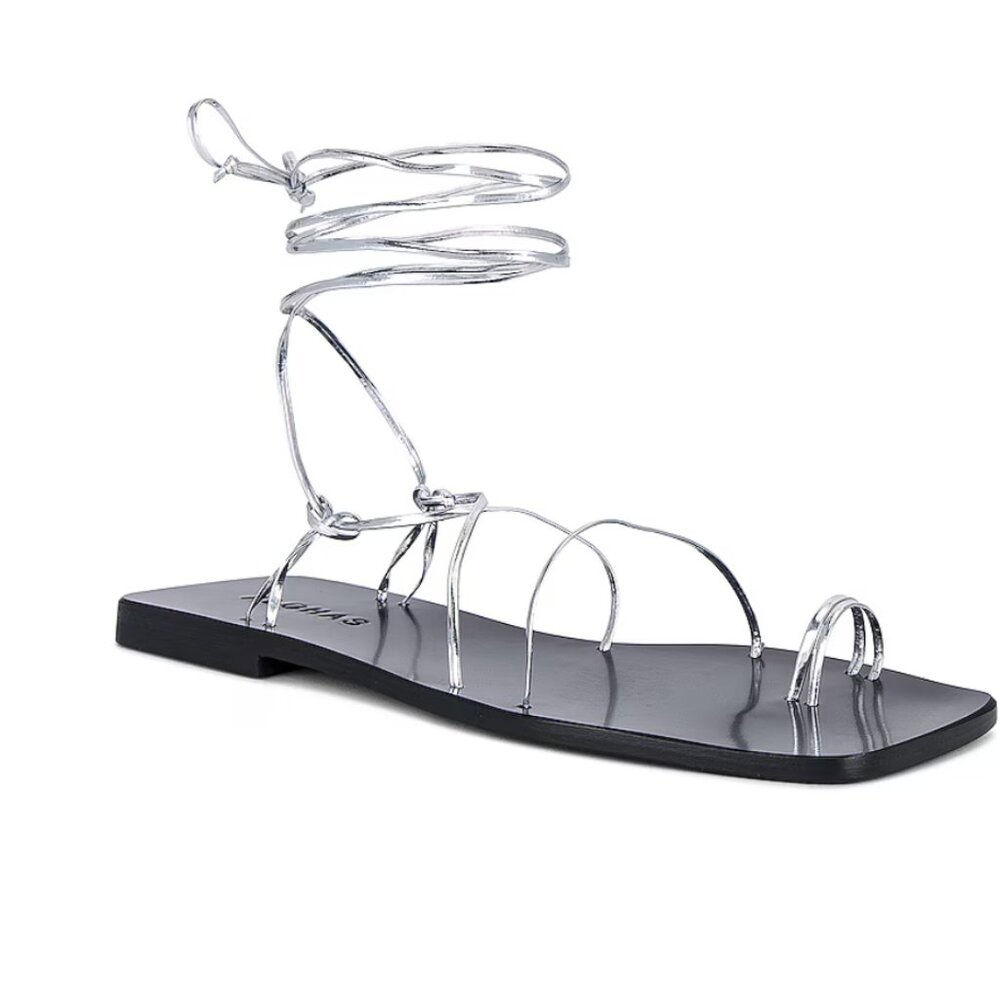 ALOHAS Bamboo Shimmer Sandal - Wrap Sandal Silver